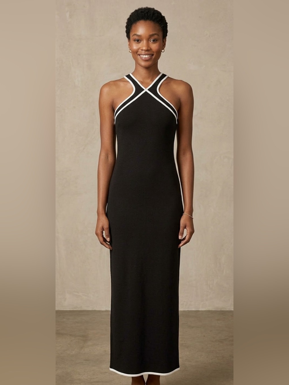 Long Dress w/ Side Slit Black Maxi Dress